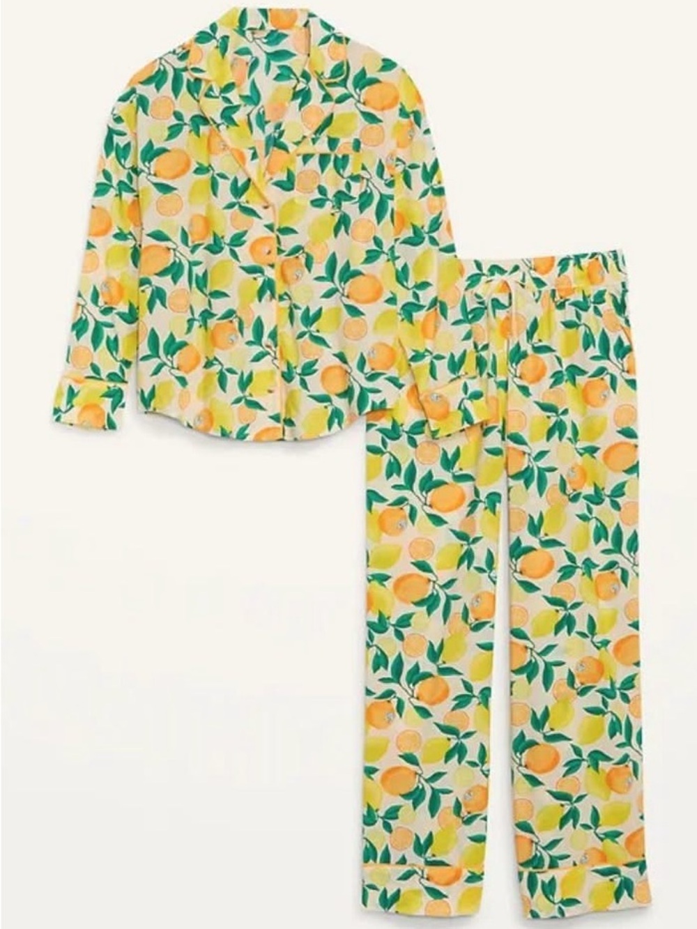 Old Navy Citrus Fruit 2 Piece Button Up&Pants Lemon Festival Size Medium